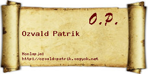 Ozvald Patrik névjegykártya